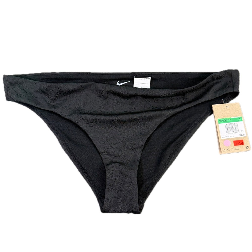 Nike Swim Bottoms Women XL Black Textured Wave NESSF263-001